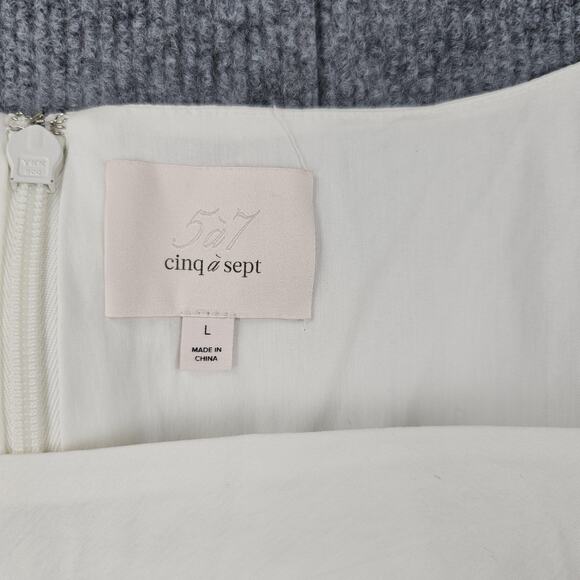 Cinq à Sept Top Womens Large White Flutter Sleeve Gathered Peplum Blouse Elegant - Picture 2 of 6